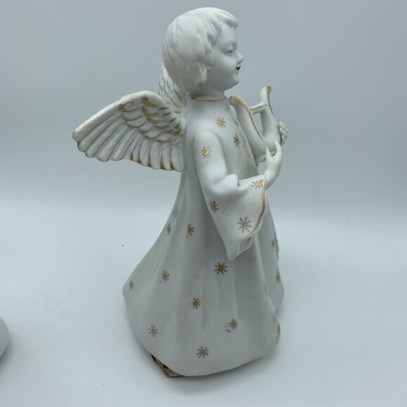 Vintage Pair Of SCHMID BROTHERS Music Box Angels Harp & Horn 7” - Picture 5 of 14